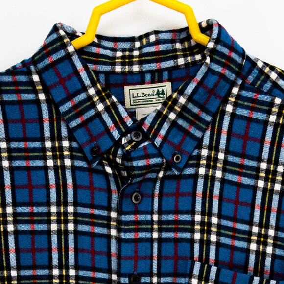 L.L. Bean Brushed Flannel Shirt Men’s XXL Red Blue Tartan Workwear Fall Layer - Picture 2 of 12